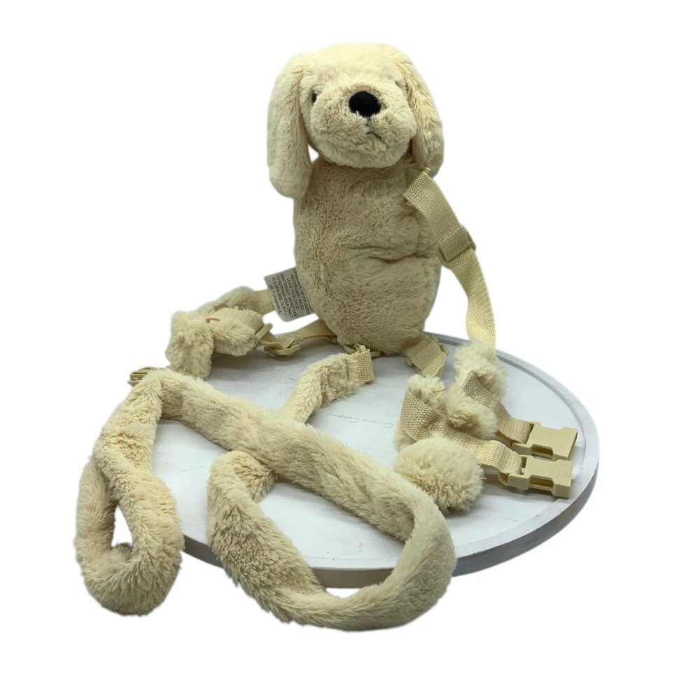 Goldbug 2-In-1 Plush Dog Harness Buddy With Safety Leash Adjustable Straps Cream